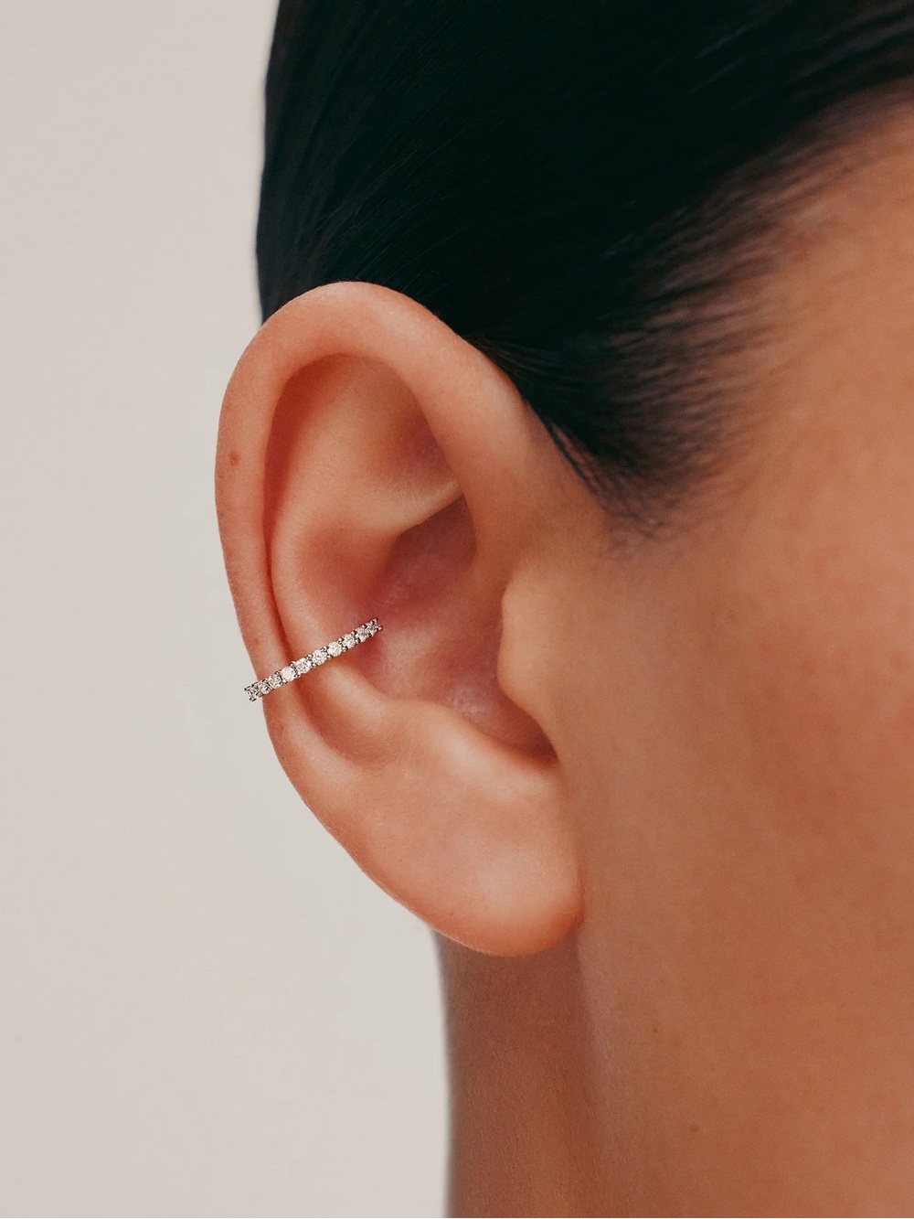 Silver Gemstone Accent Hoop Earring for Conch Piercing